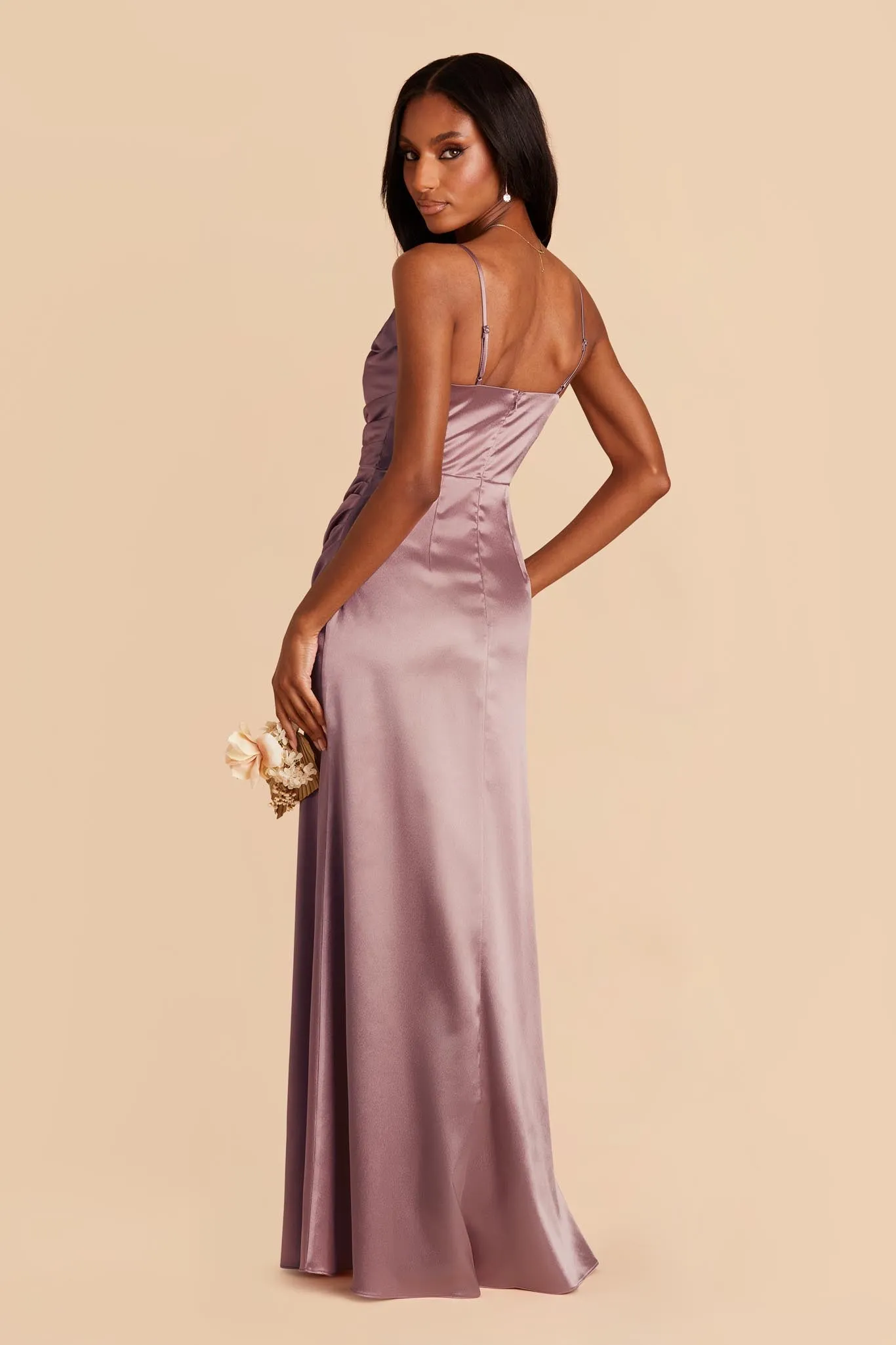Lydia Shiny Satin Dress - Dark Mauve sold by Birdy Grey product image thumbnail 5