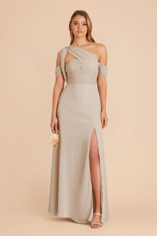 Cara Chiffon Dress - Neutral Champagne sold by Birdy Grey