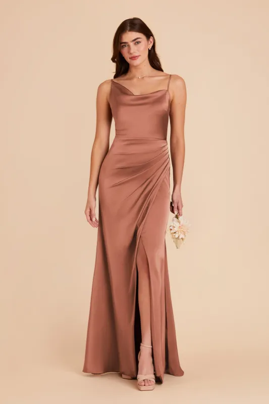 Jennifer Matte Satin Dress - Desert Rose sold by Birdy Grey