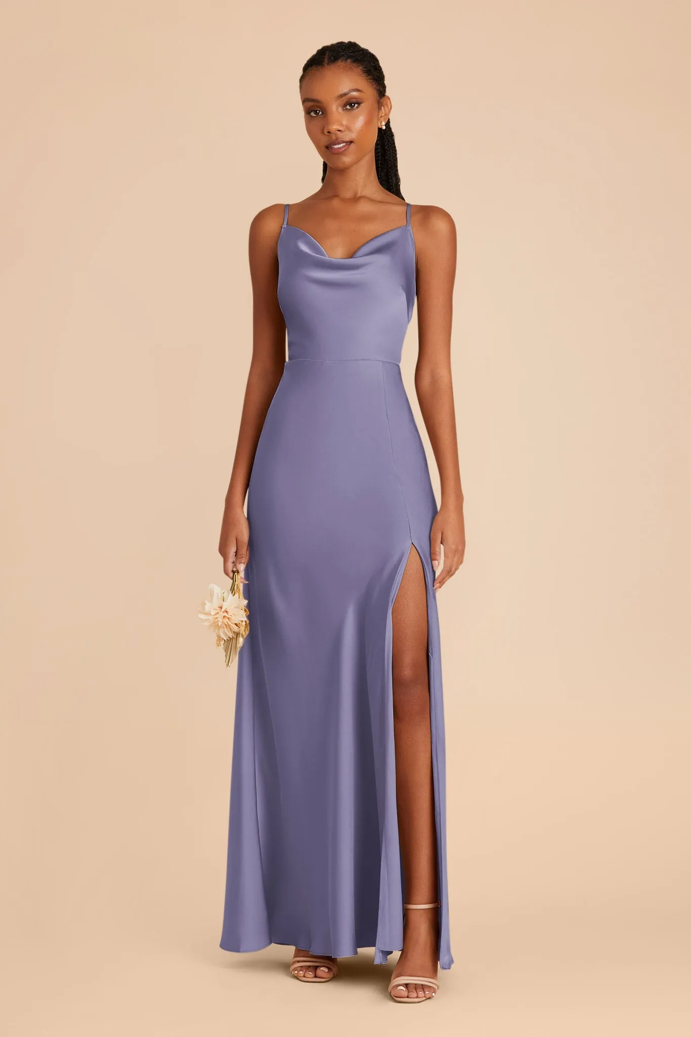 Lisa Long Matte Satin Dress - Wisteria sold by Birdy Grey