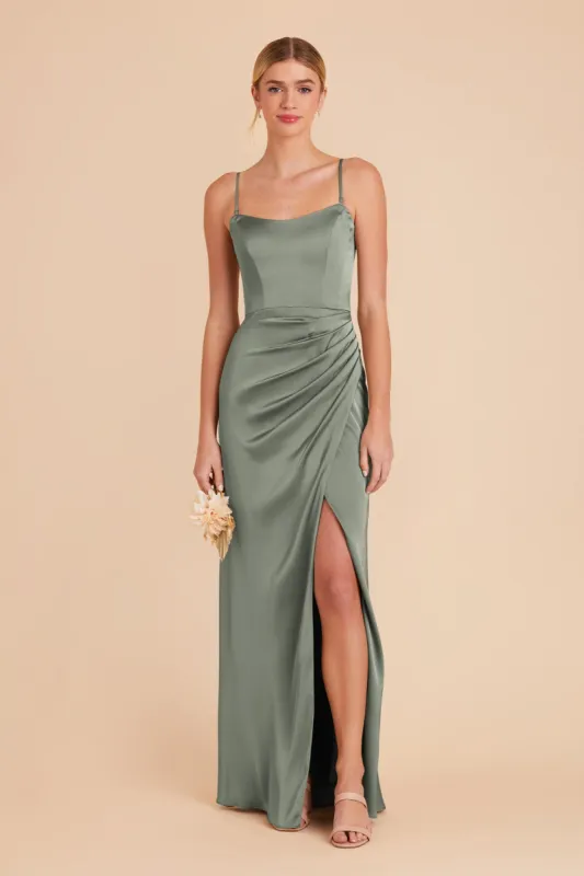 Anne Matte Satin Dress - Sea Glass sold by Birdy Grey