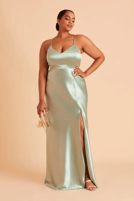 Jay Shiny Satin Dress - Sage sold by Birdy Grey