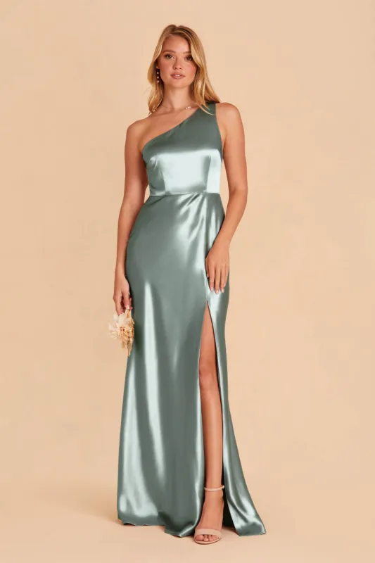 Kira Shiny Satin Dress - Sea Glass sold by Birdy Grey