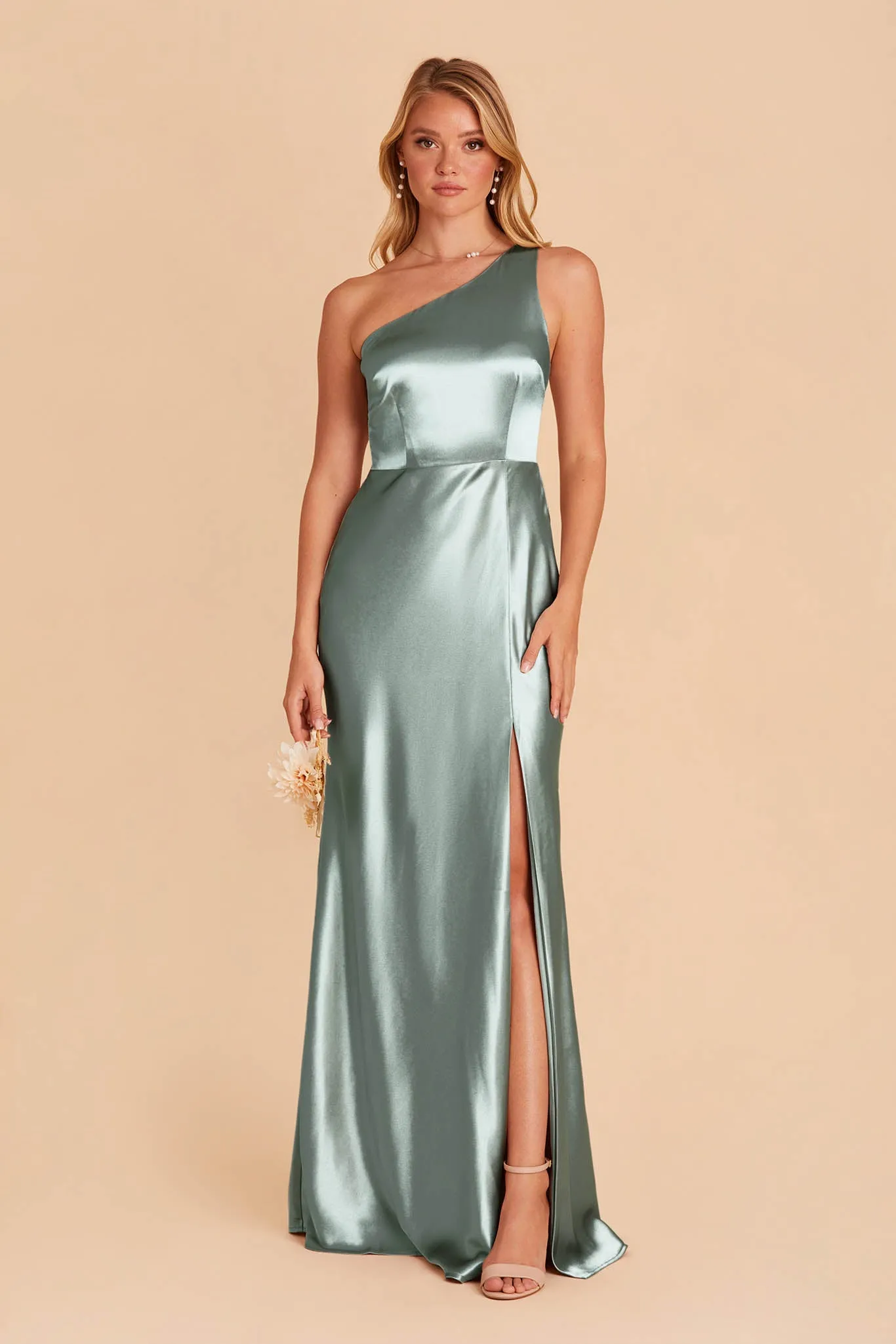 Kira Shiny Satin Dress - Sea Glass sold by Birdy Grey product image thumbnail 3