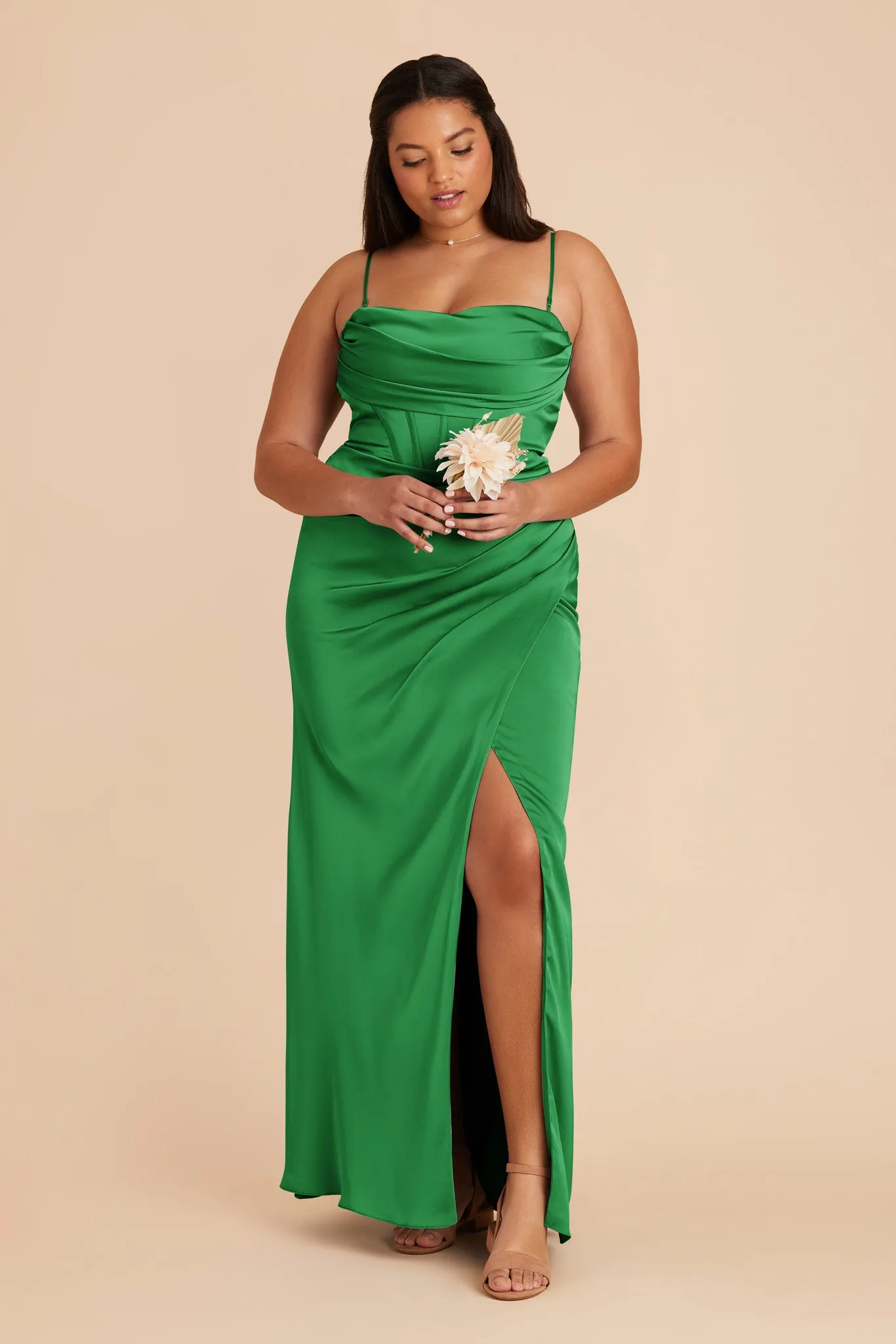 Carrie Matte Satin Dress - Kelly Green sold by Birdy Grey product image thumbnail 2