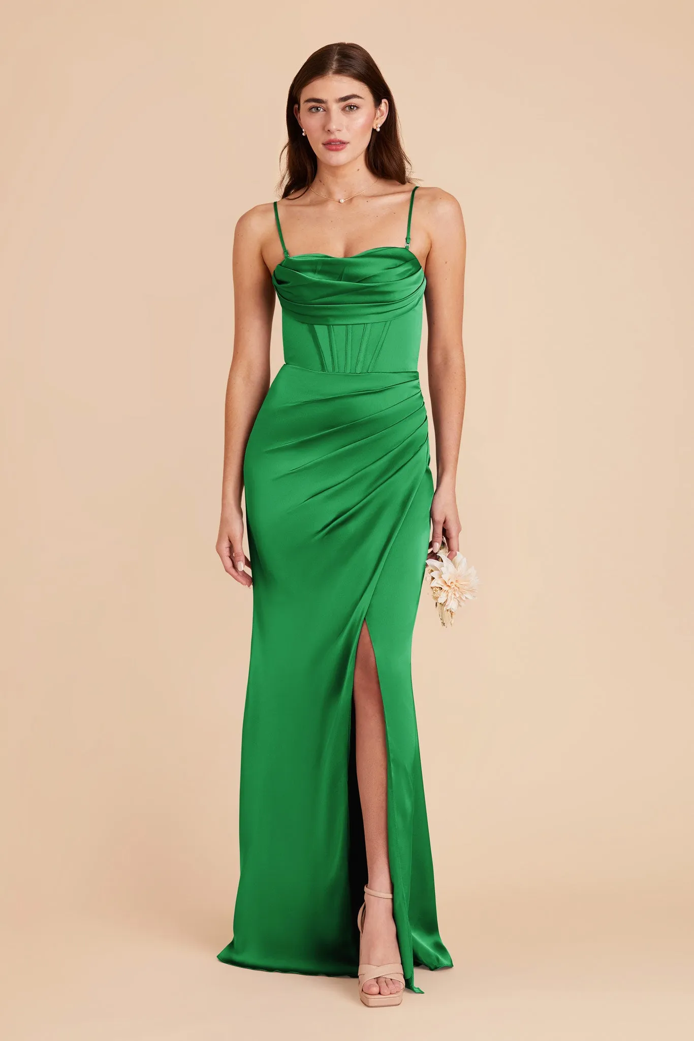 Carrie Matte Satin Dress - Kelly Green sold by Birdy Grey
