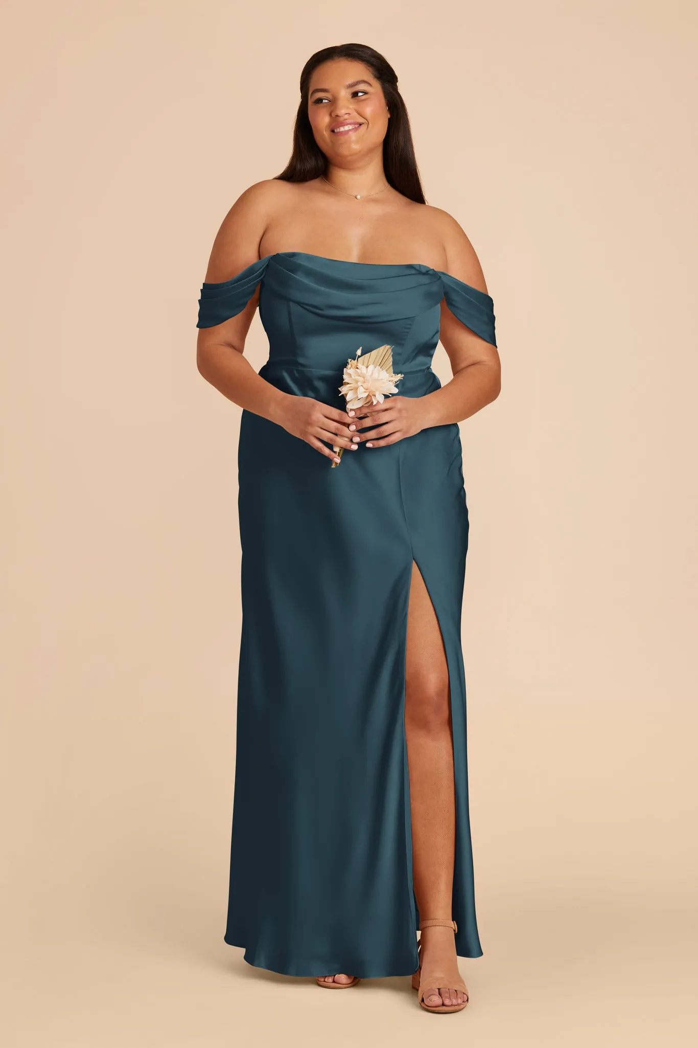 Mia Matte Satin Convertible Dress - Dark Teal sold by Birdy Grey