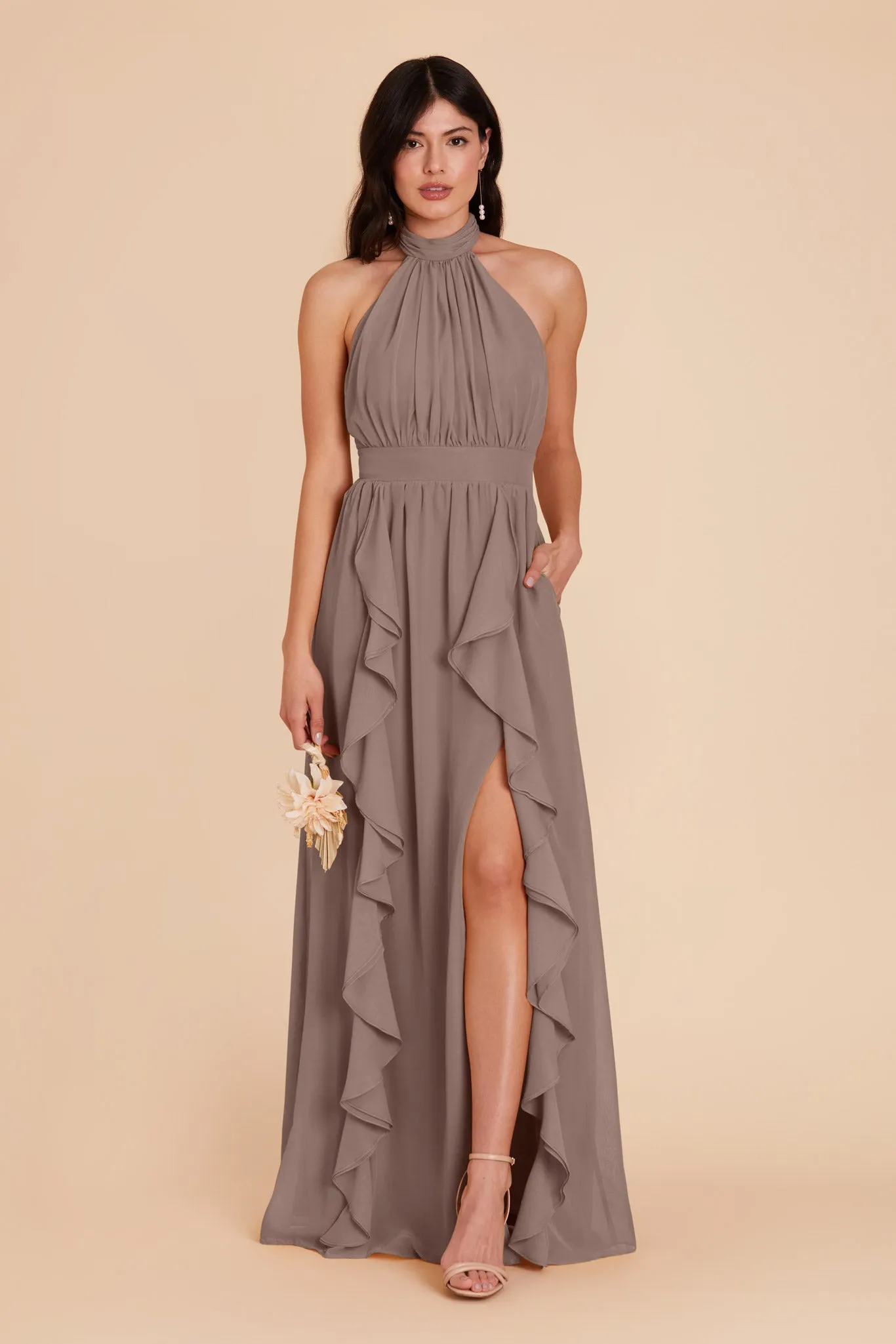 Joyce Chiffon Dress - Toffee sold by Birdy Grey