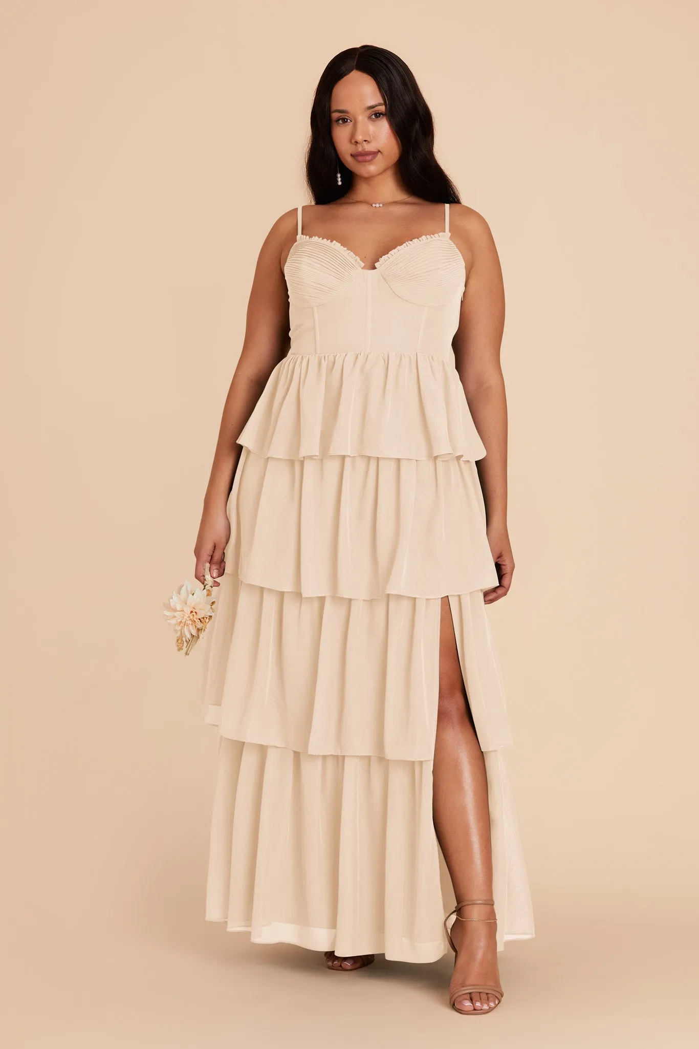 Lola Chiffon Dress - Champagne sold by Birdy Grey