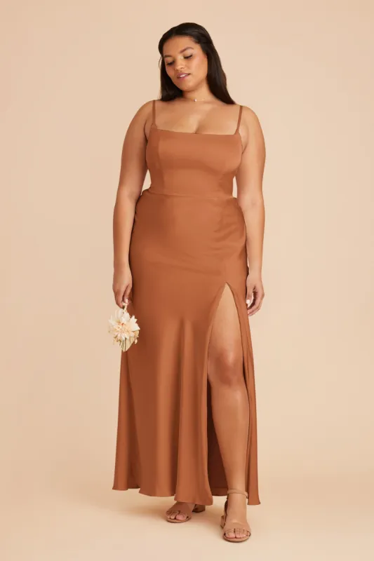 Mai Matte Satin Dress - Rust sold by Birdy Grey