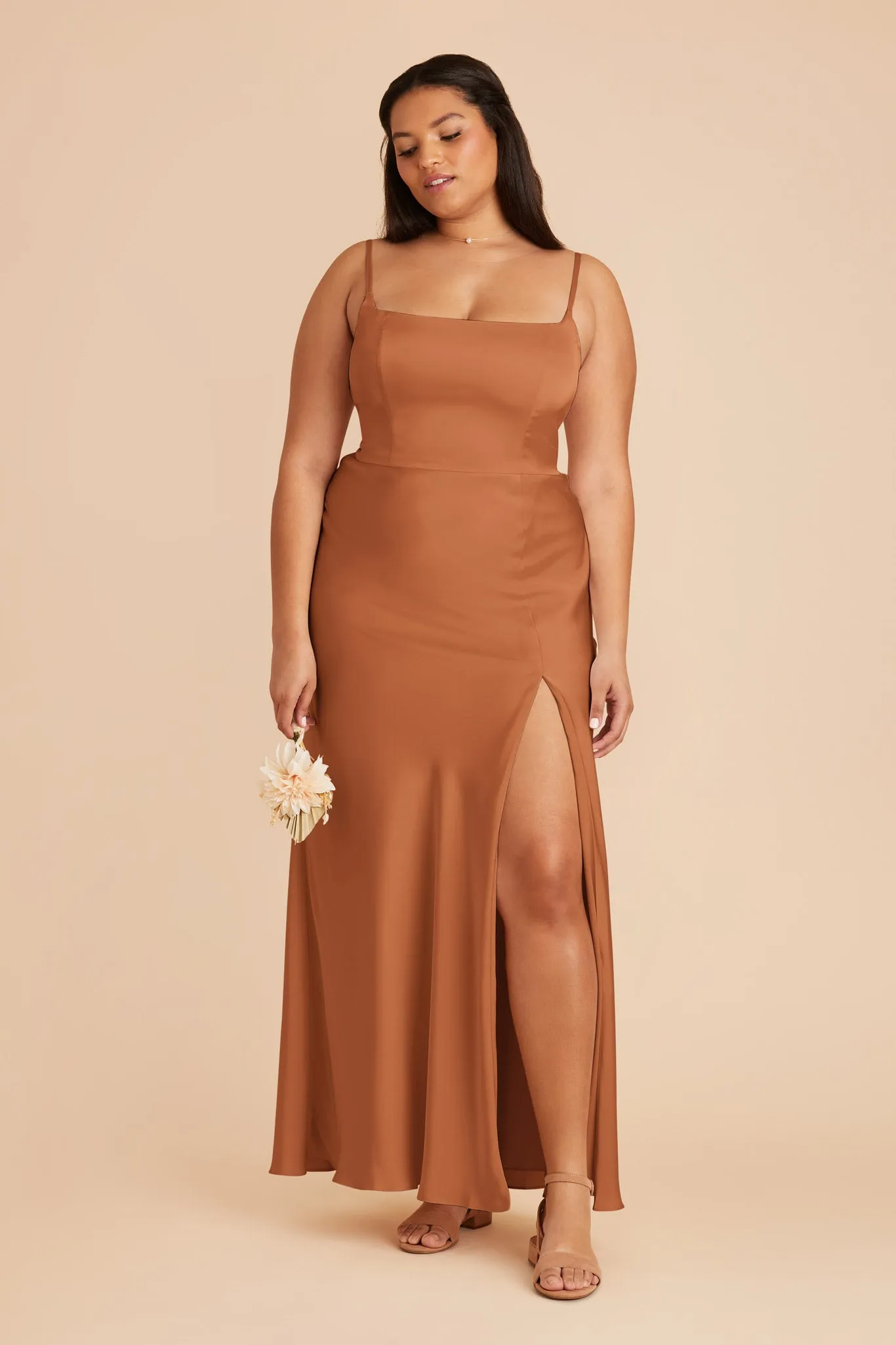 Mai Matte Satin Dress - Rust sold by Birdy Grey