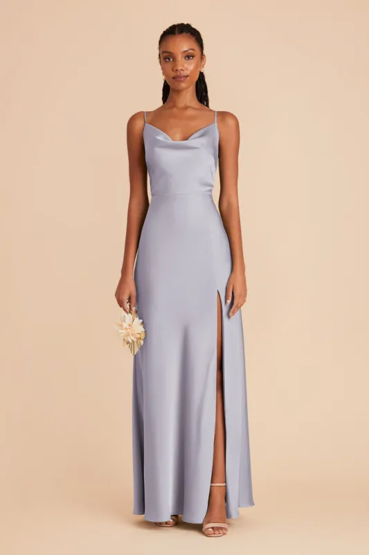 Lisa Long Matte Satin Dress - Periwinkle Blue sold by Birdy Grey