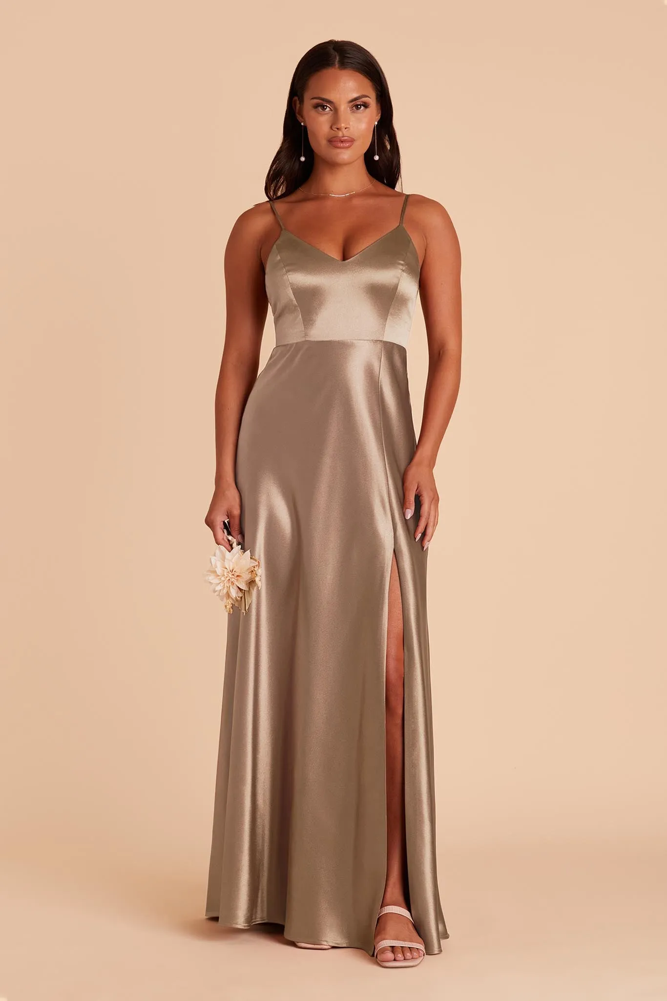 Jay Shiny Satin Dress - Mocha sold by Birdy Grey product image thumbnail 4