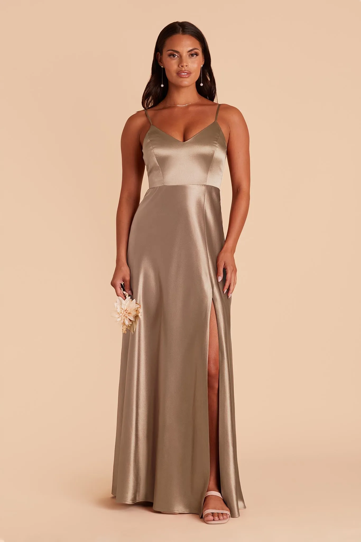 Jay Shiny Satin Dress - Mocha sold by Birdy Grey product image thumbnail 3
