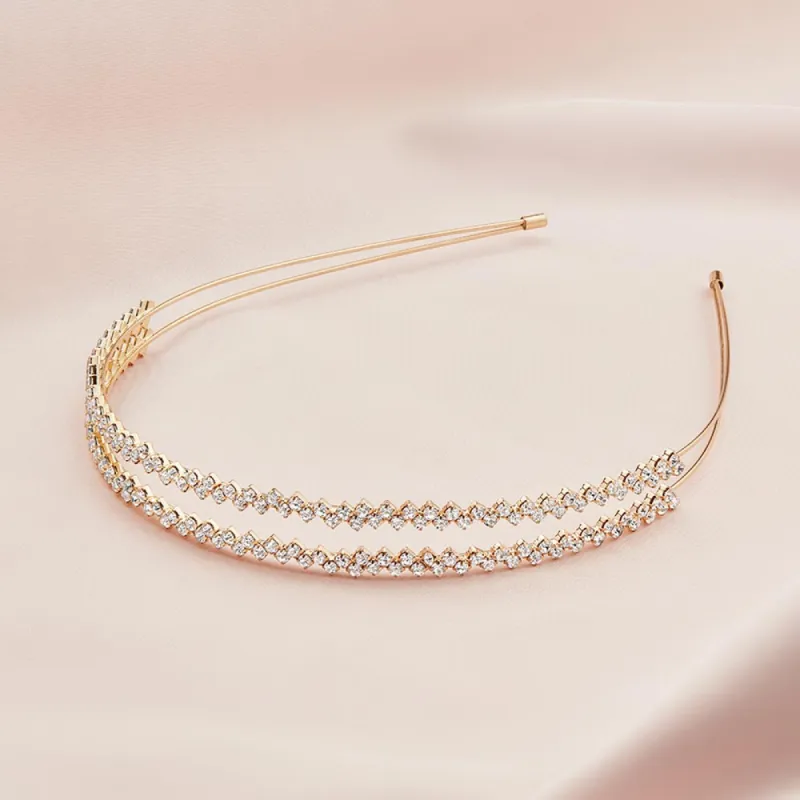 Giverny Double Crystal Headband - Gold sold by Birdy Grey