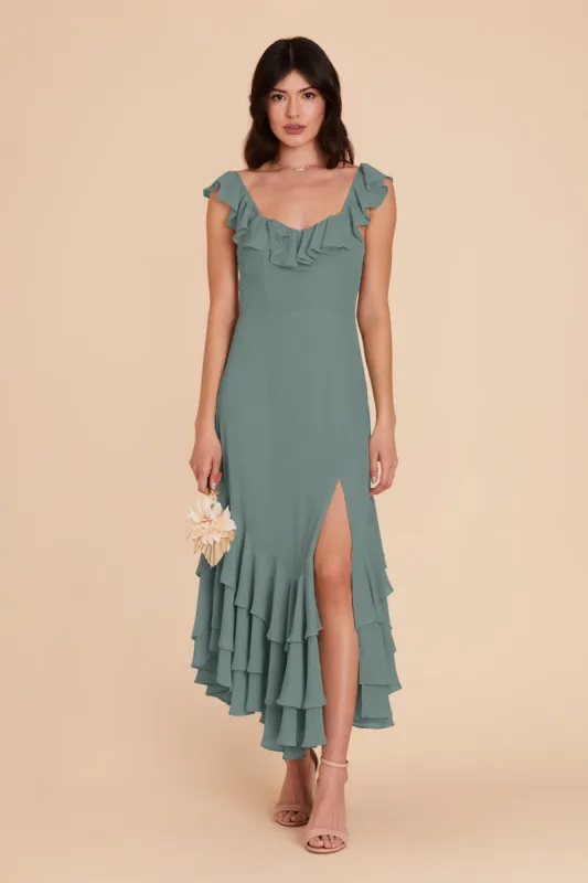 Ginny Chiffon Dress - Sea Glass sold by Birdy Grey