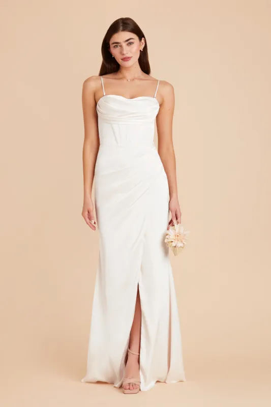 Carrie Matte Satin Dress - White sold by Birdy Grey