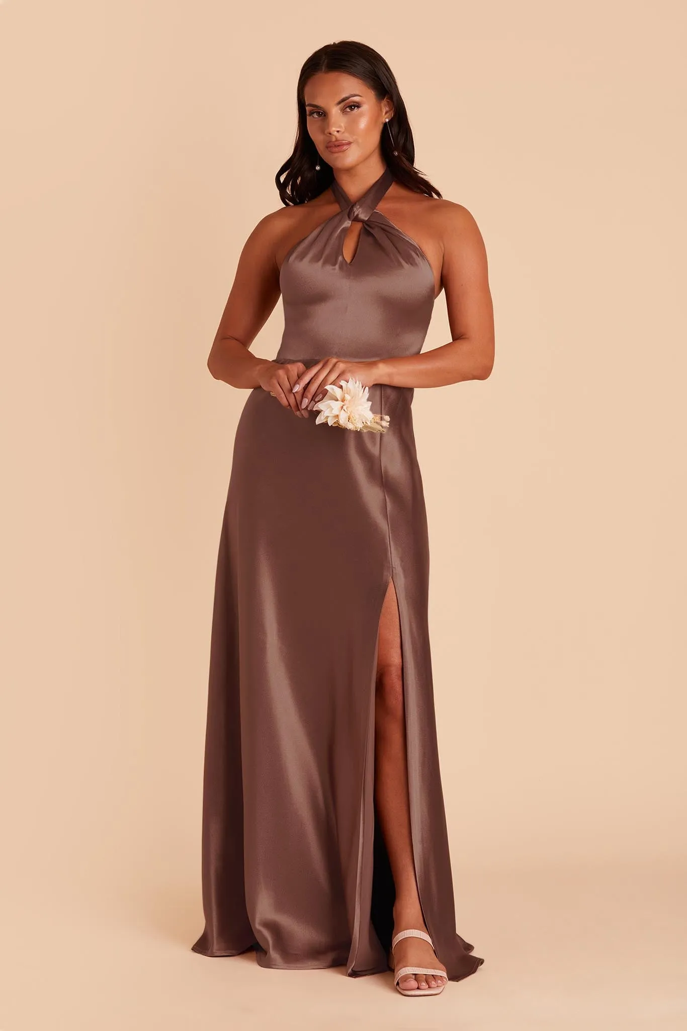 Monica Shiny Satin Dress - Chocolate Brown sold by Birdy Grey product image thumbnail 4