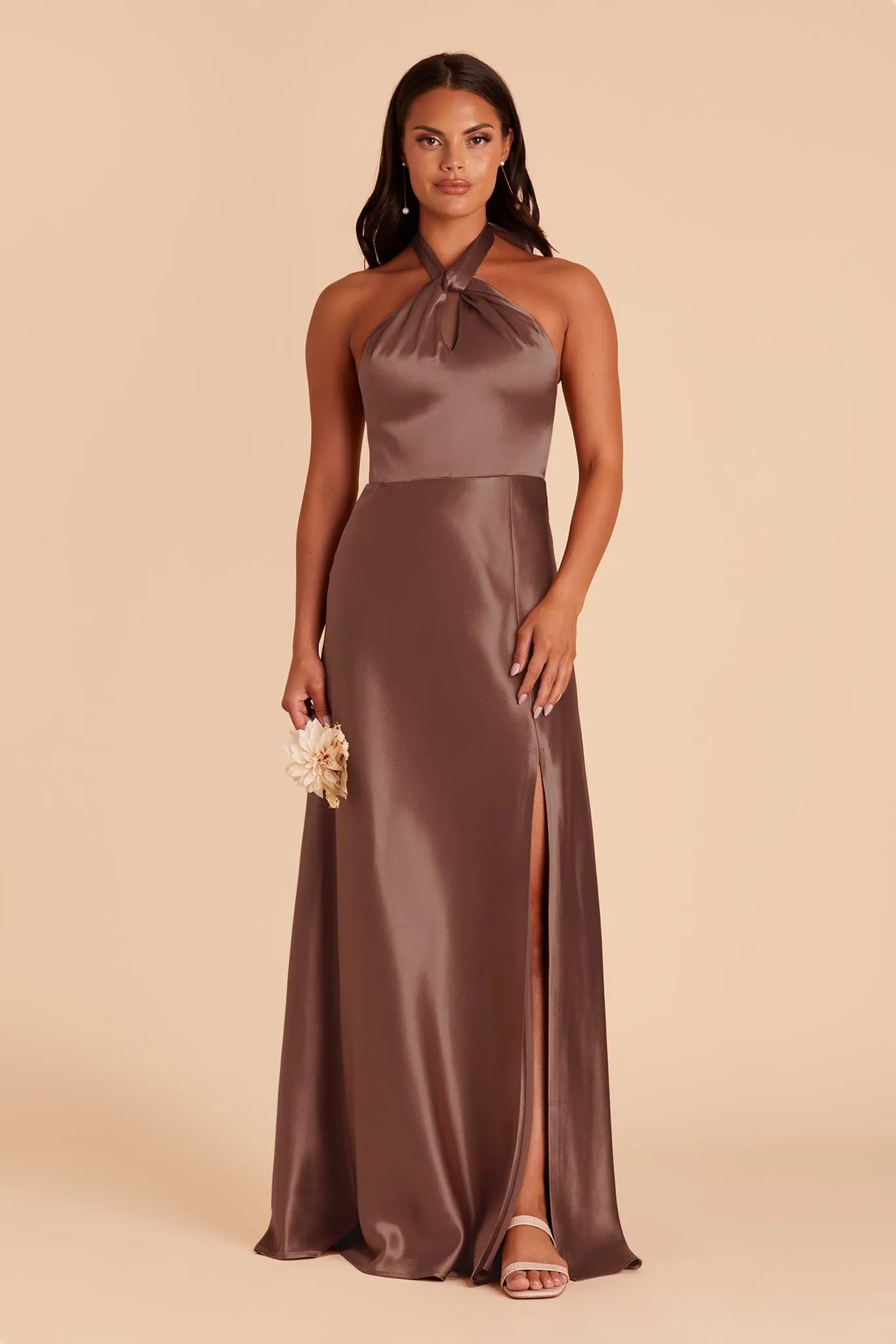 Monica Shiny Satin Dress - Chocolate Brown sold by Birdy Grey product image thumbnail 5
