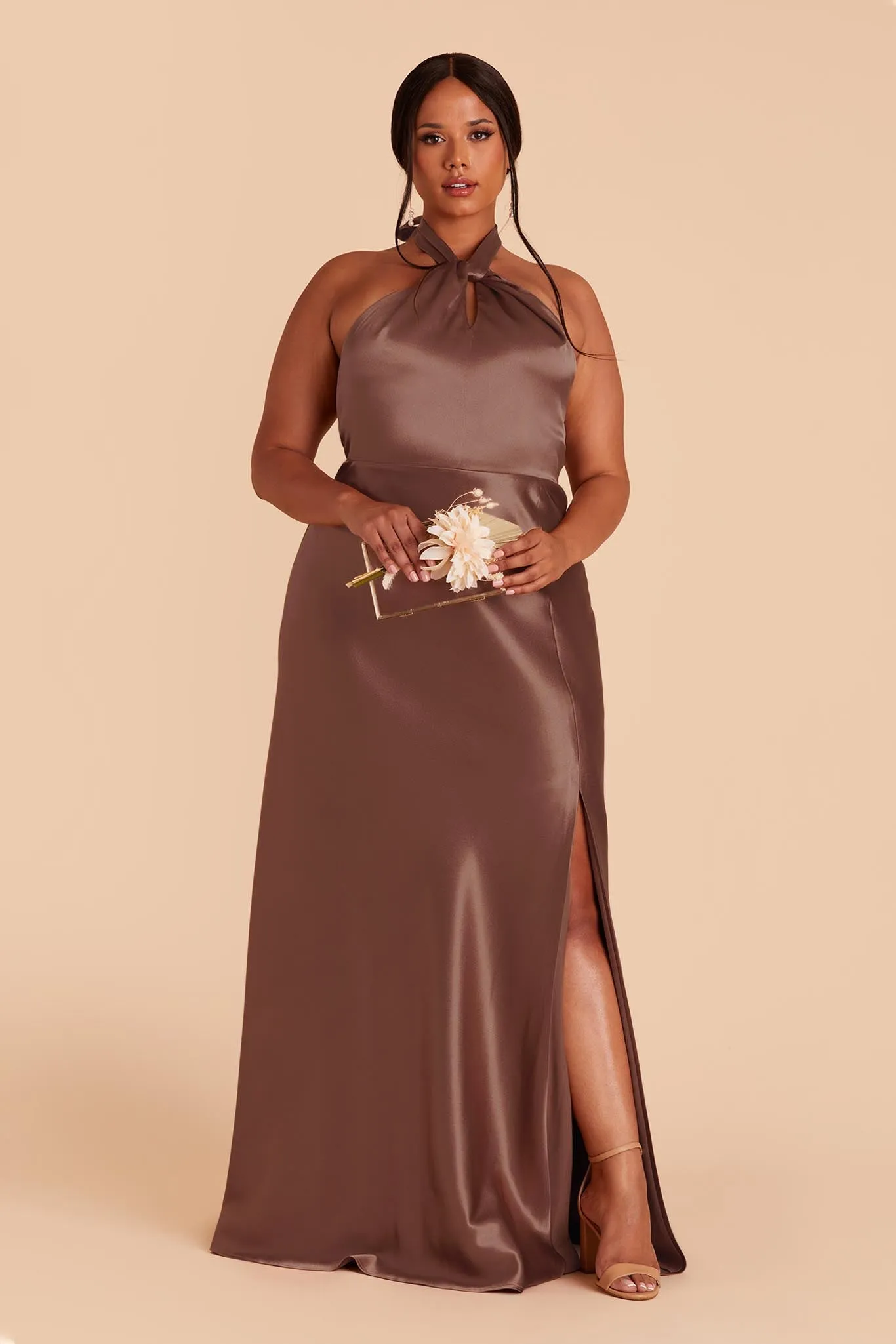 Monica Shiny Satin Dress - Chocolate Brown sold by Birdy Grey product image thumbnail 2