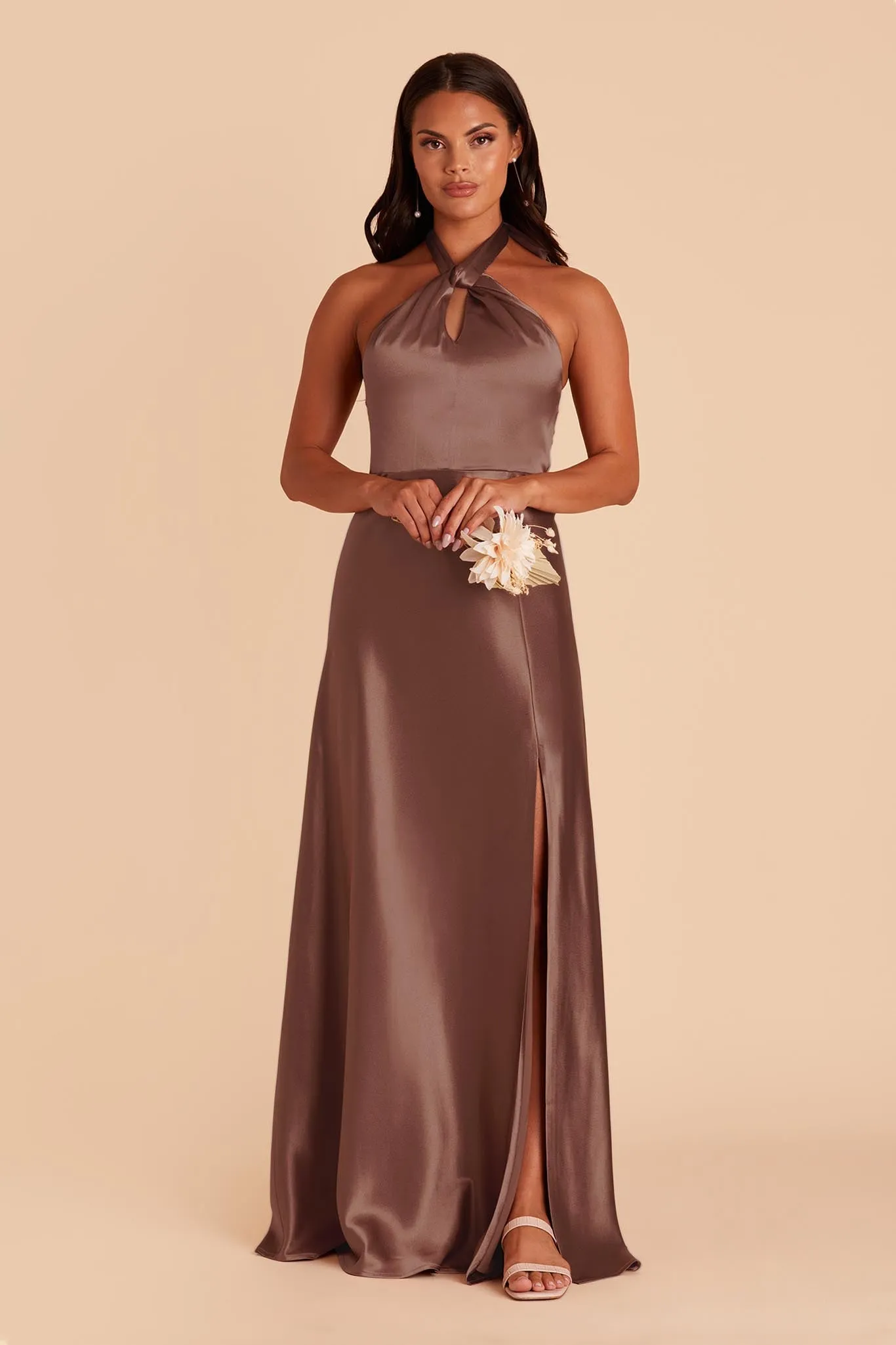 Monica Shiny Satin Dress - Chocolate Brown sold by Birdy Grey product image thumbnail 3