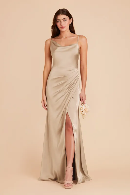 Jennifer Matte Satin Dress - Gold sold by Birdy Grey
