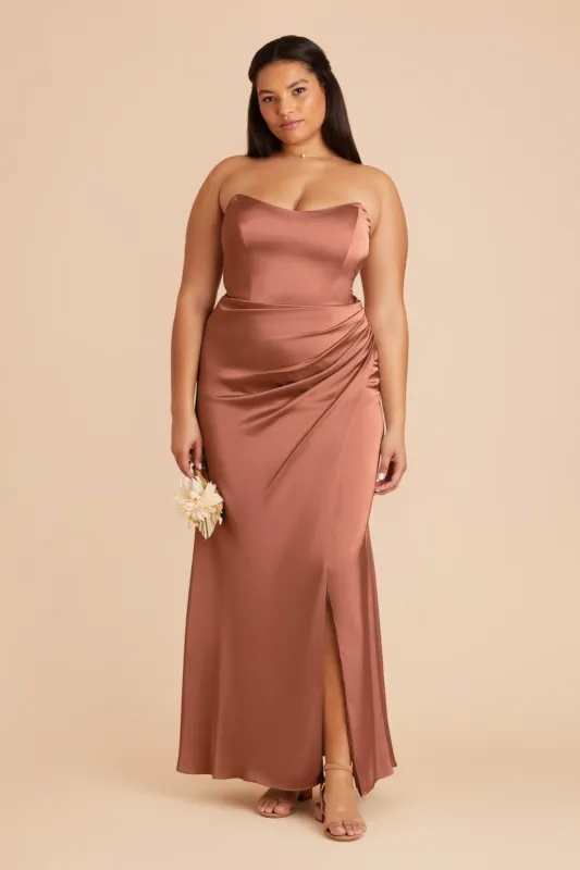 Anne Matte Satin Dress - Desert Rose sold by Birdy Grey