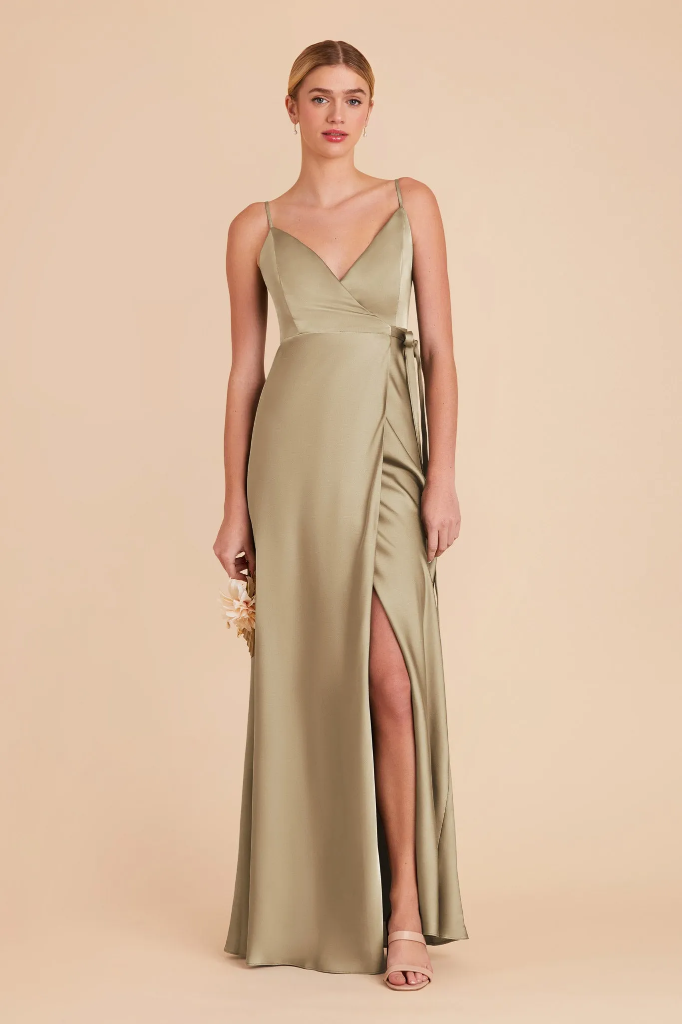 Cindy Matte Satin Dress - Moss Green sold by Birdy Grey
