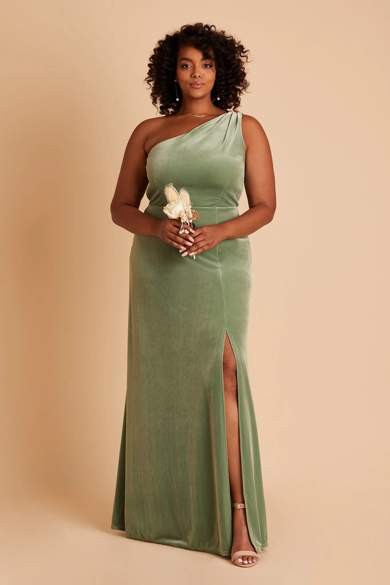 Kira Velvet Dress - Dark Sage sold by Birdy Grey product image thumbnail 3