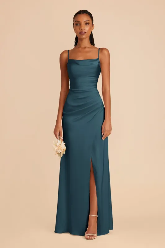 Lydia Matte Satin Dress - Dark Teal sold by Birdy Grey