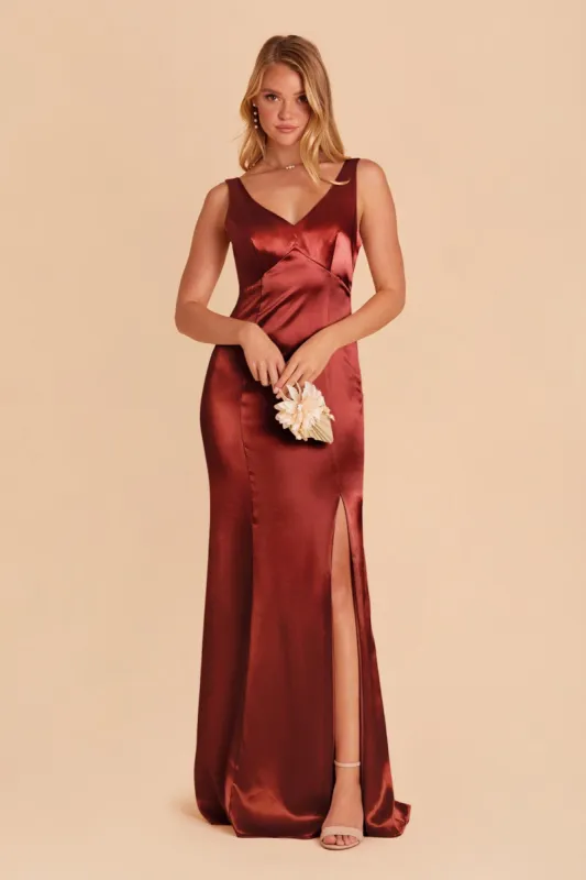 Gloria Shiny Satin Dress - Spice sold by Birdy Grey