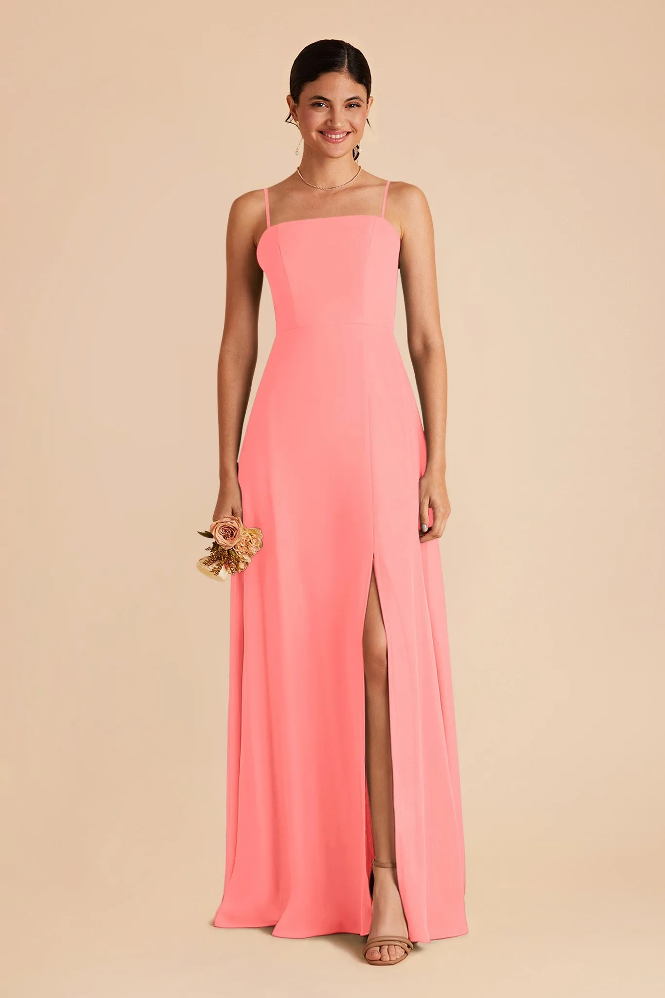 Chris Convertible Chiffon Dress - Coral Pink sold by Birdy Grey
