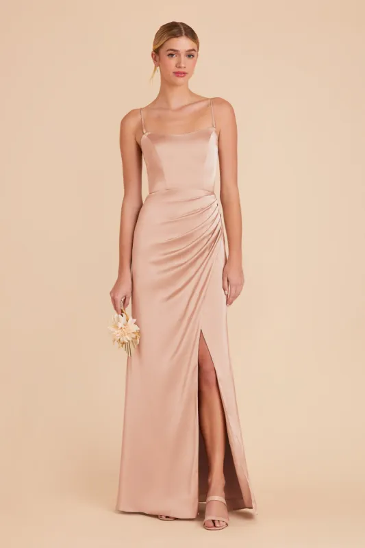 Anne Matte Satin Dress - Rose Gold sold by Birdy Grey