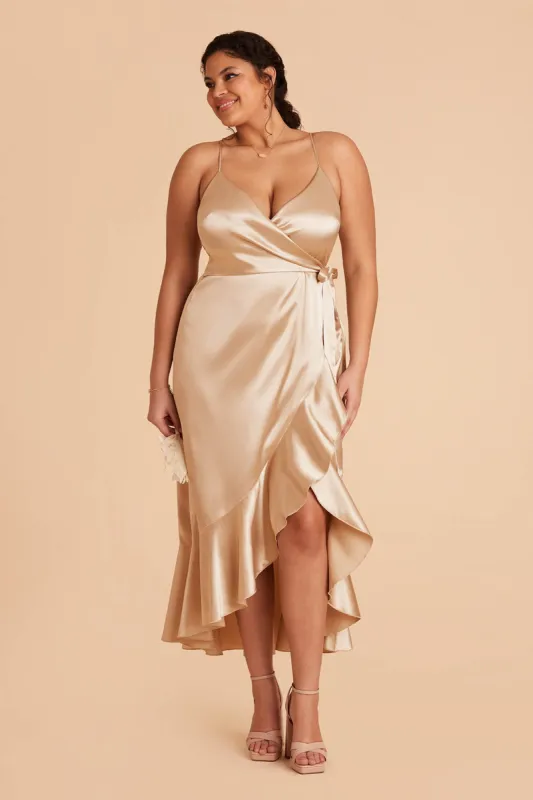 YC Shiny Satin Midi Dress - Gold sold by Birdy Grey