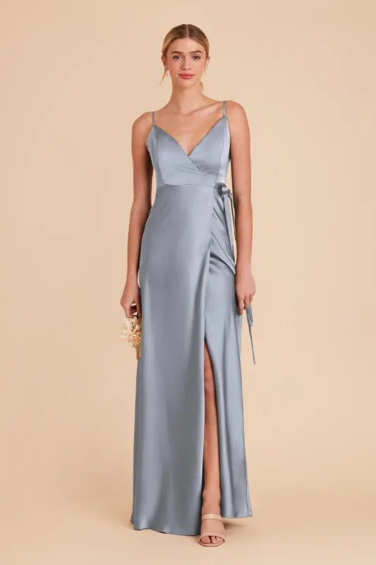 Cindy Matte Satin Dress - Dusty Blue sold by Birdy Grey