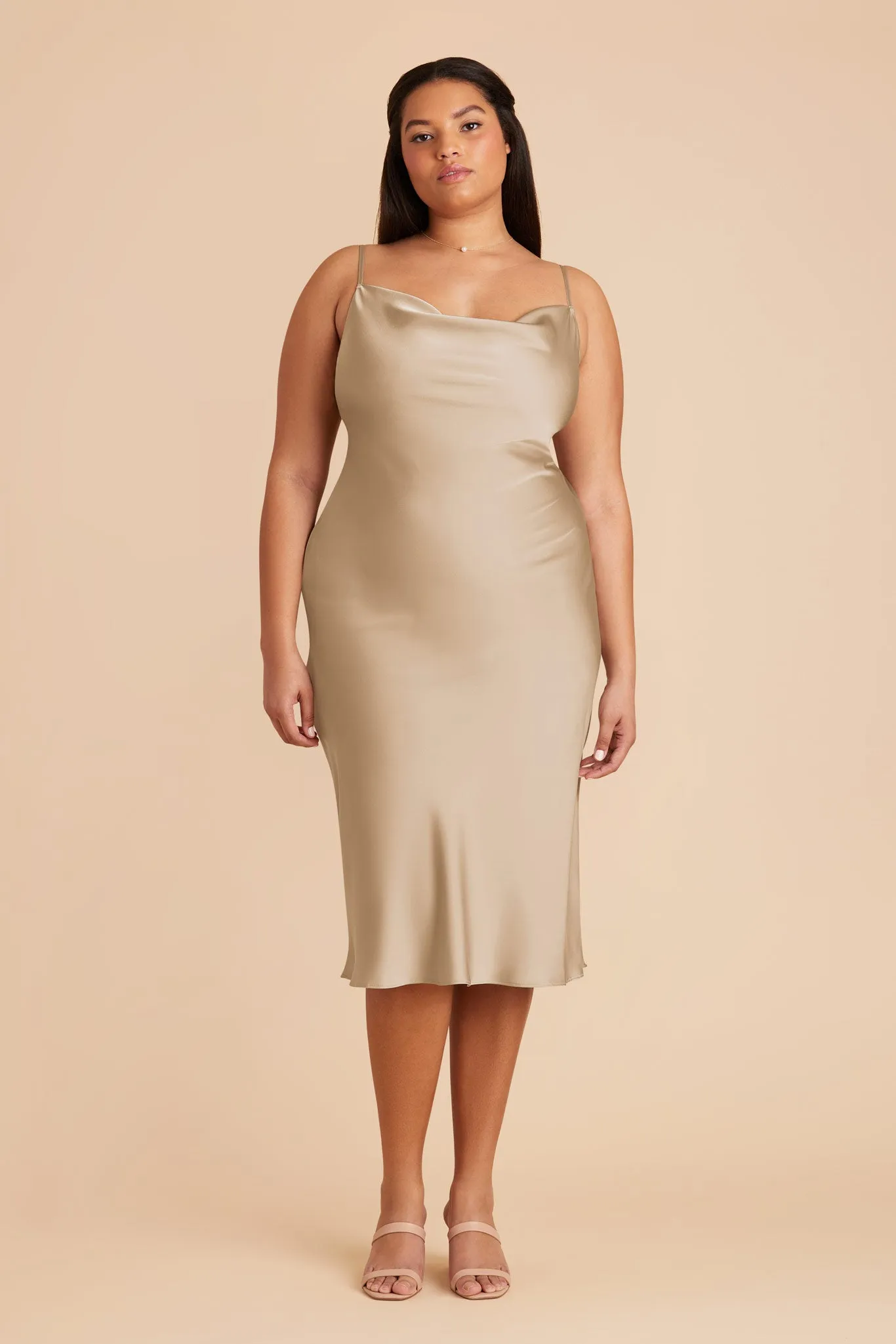 Lisa Matte Satin Midi Dress - Neutral Champagne sold by Birdy Grey product image thumbnail 2