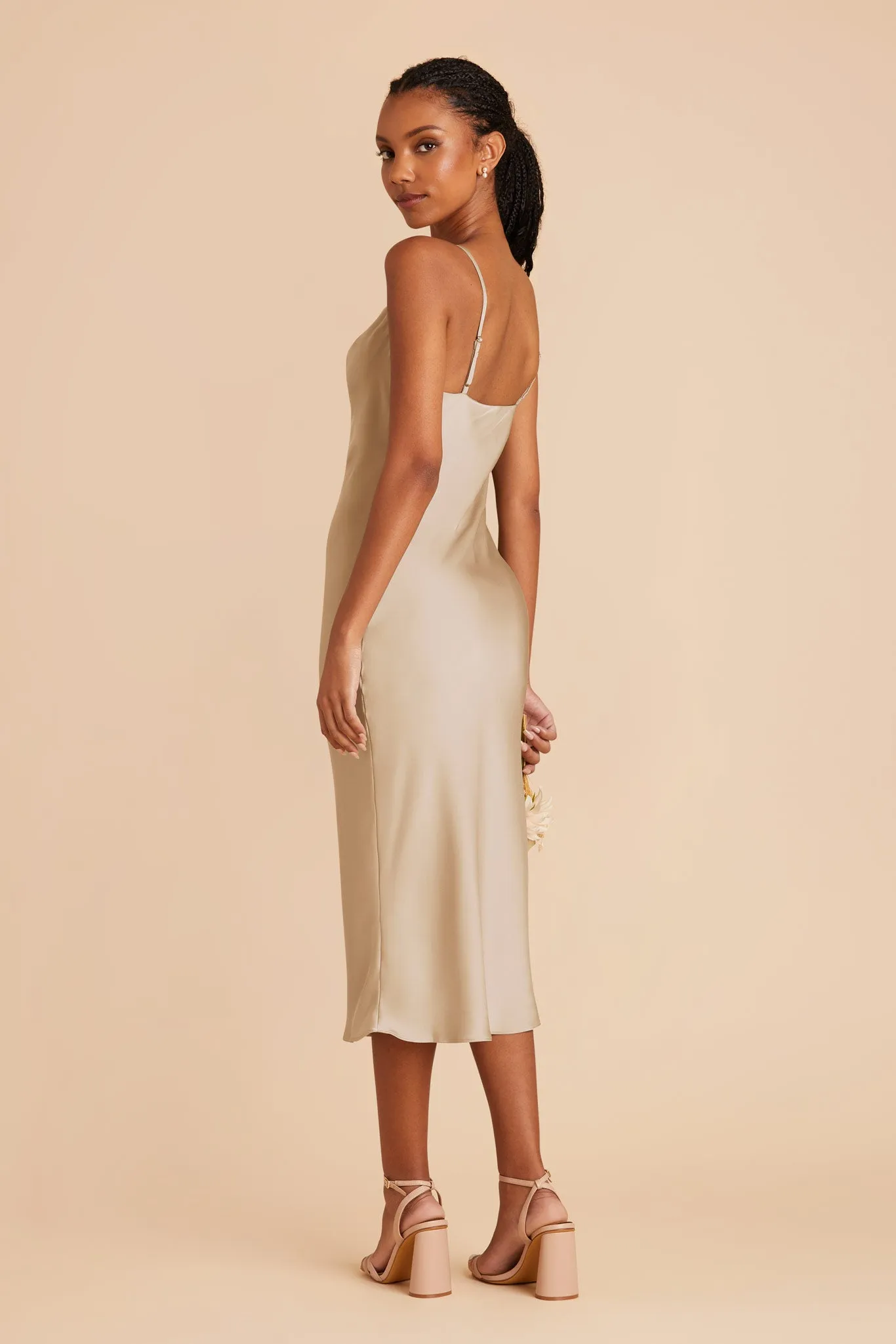 Lisa Matte Satin Midi Dress - Neutral Champagne sold by Birdy Grey product image thumbnail 4