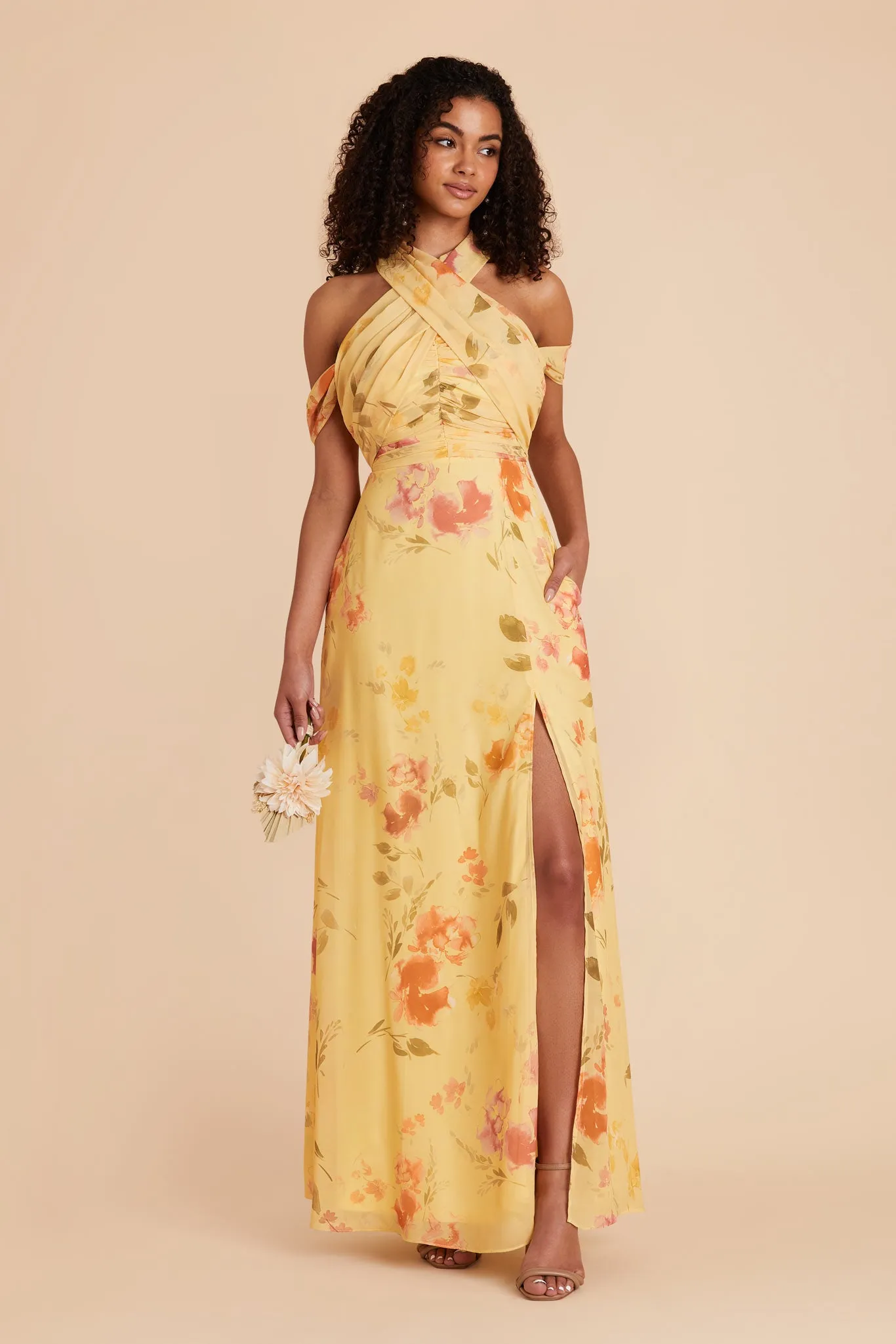 Cara Chiffon Dress - Pale Yellow Rococo Floral sold by Birdy Grey product image thumbnail 3