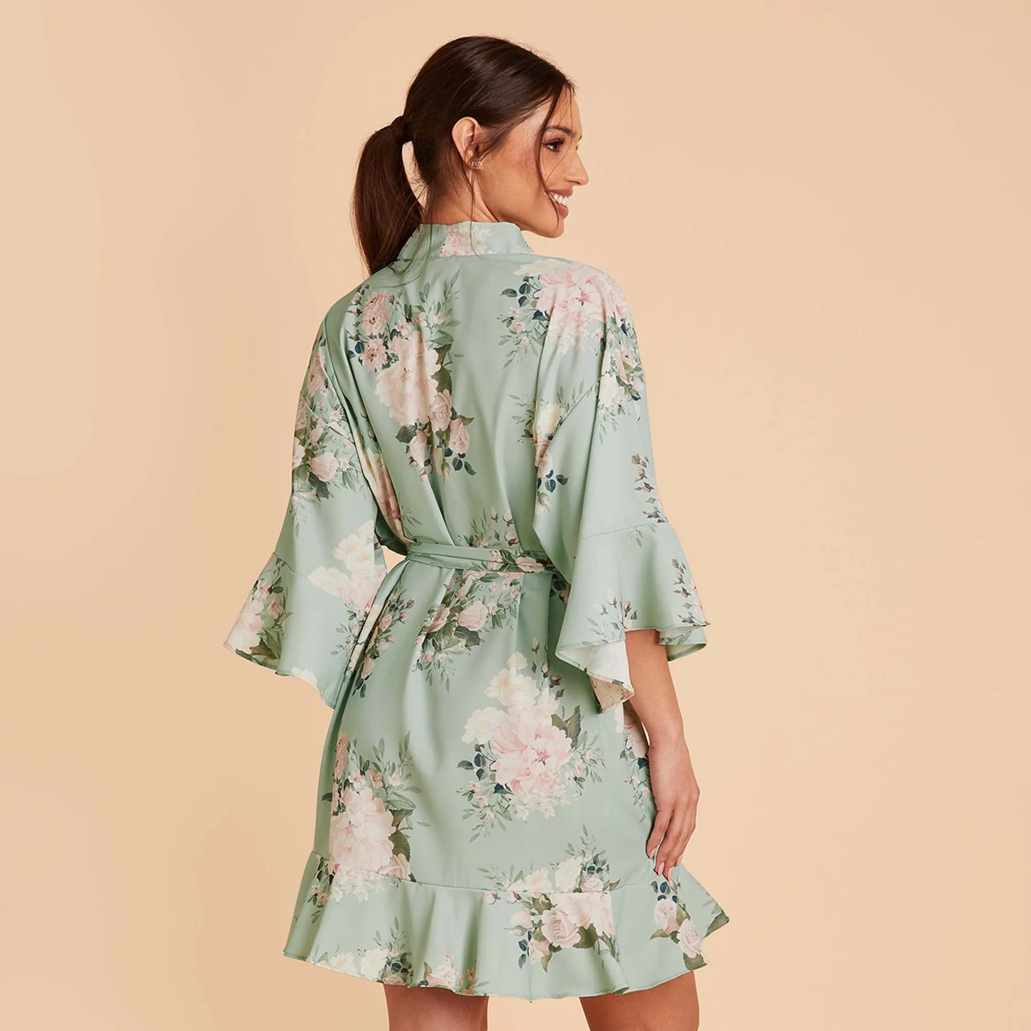 Kenny Floral Ruffle Robe - Sage Floral Rose sold by Birdy Grey product image thumbnail 2