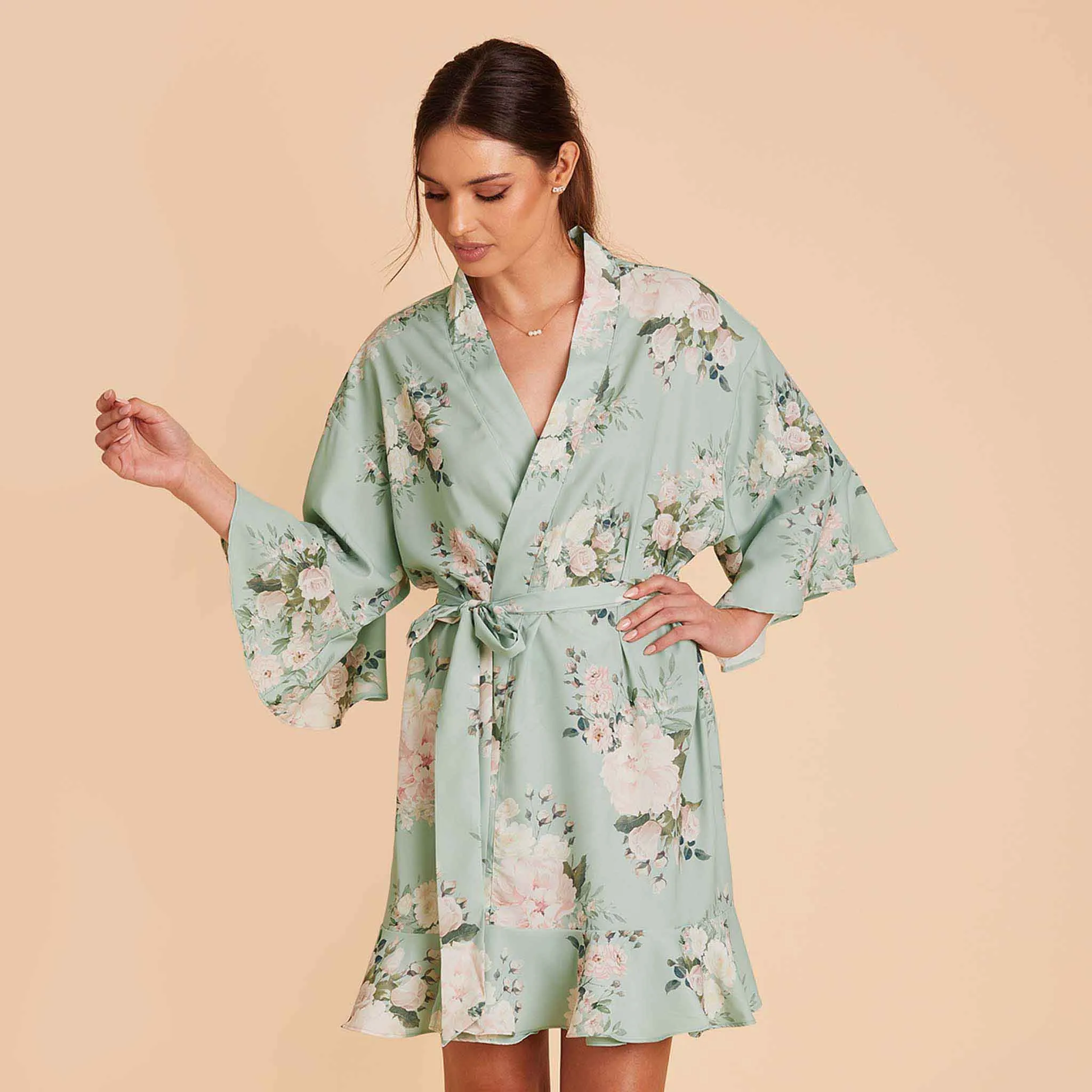 Kenny Floral Ruffle Robe - Sage Floral Rose sold by Birdy Grey product image thumbnail 3
