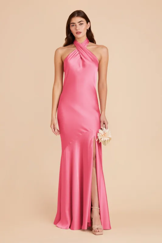 Stephanie Matte Satin Dress - Bon Bon Pink sold by Birdy Grey