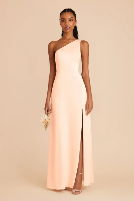 Kira Matte Satin Dress - Peach Cream sold by Birdy Grey
