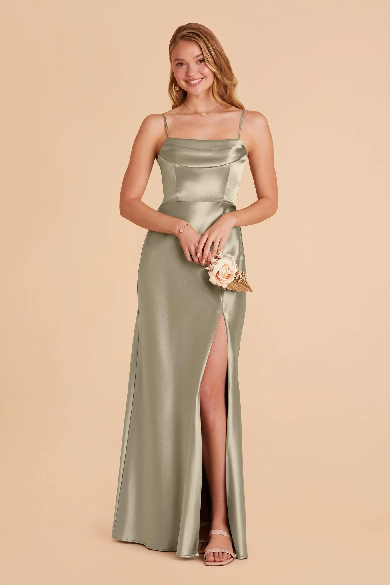 Mia Shiny Satin Convertible Dress - Moss Green sold by Birdy Grey product image thumbnail 3