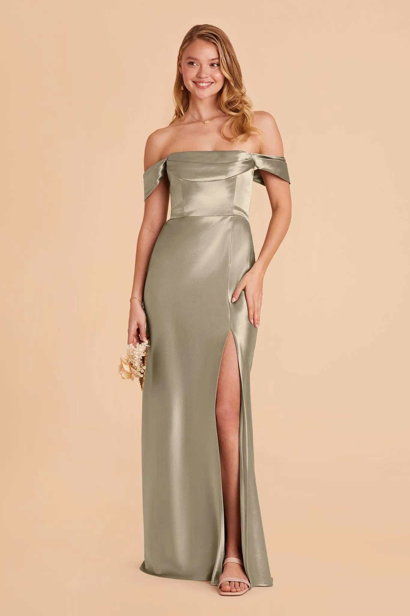 Mia Shiny Satin Convertible Dress - Moss Green sold by Birdy Grey product image thumbnail 4