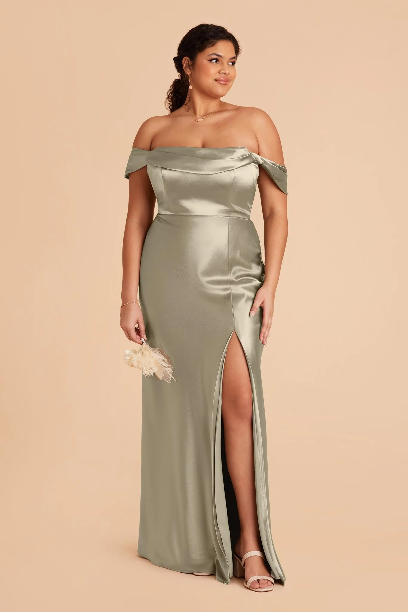 Mia Shiny Satin Convertible Dress - Moss Green sold by Birdy Grey