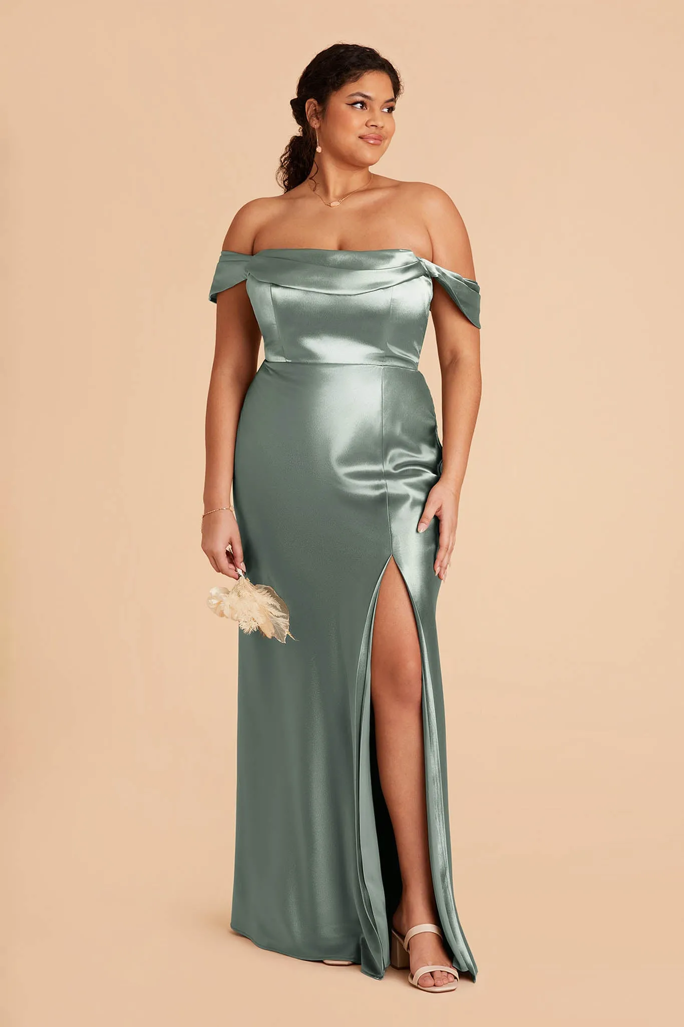 Mia Shiny Satin Convertible Dress - Sea Glass sold by Birdy Grey product image thumbnail 2
