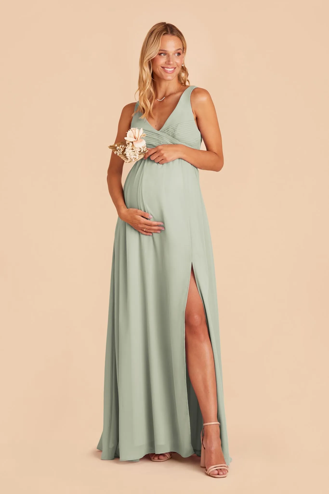Laurie Empire Dress - Sage sold by Birdy Grey