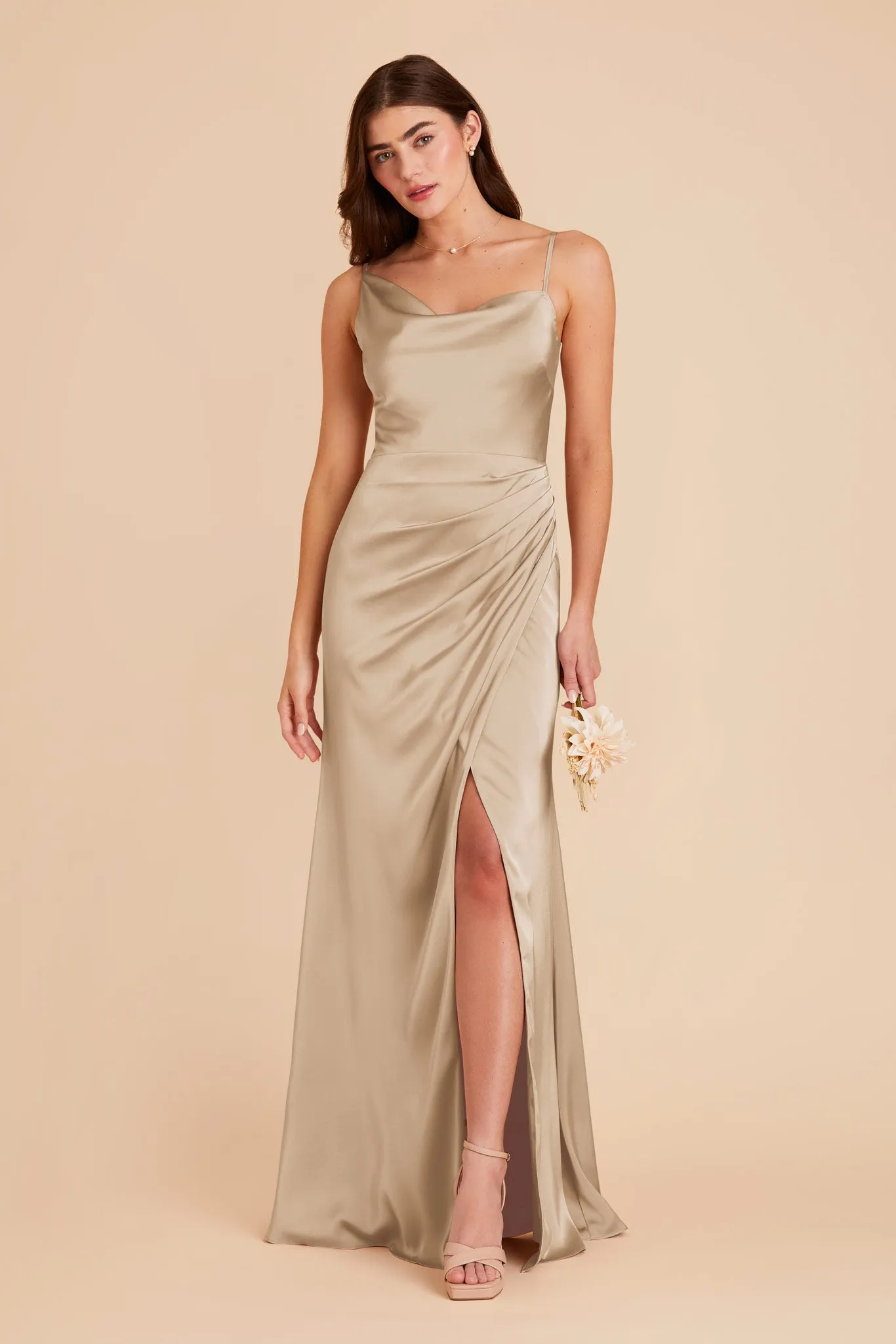 Jennifer Matte Satin Dress - Neutral Champagne sold by Birdy Grey product image thumbnail 3