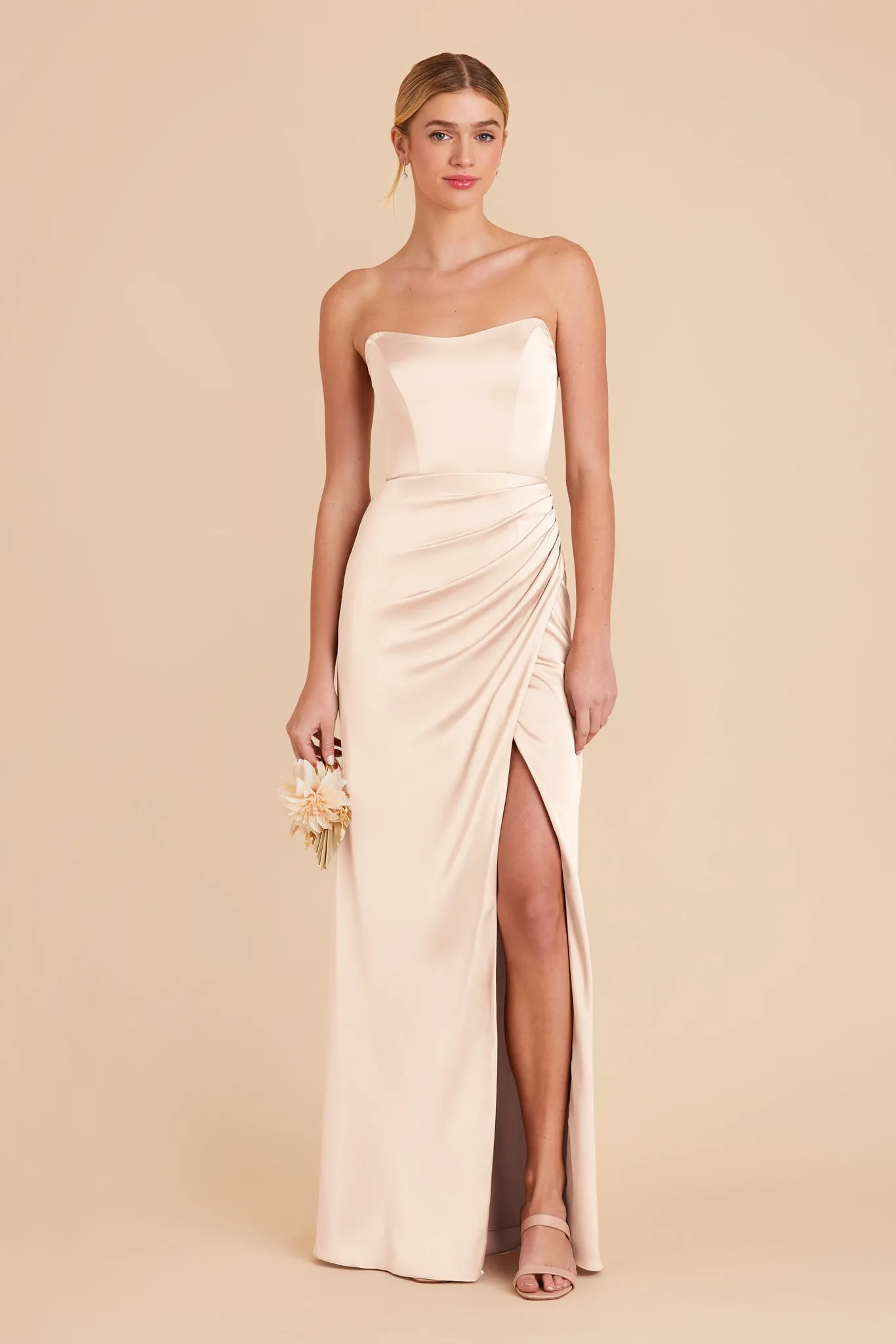 Anne Matte Satin Dress - Champagne sold by Birdy Grey product image thumbnail 4