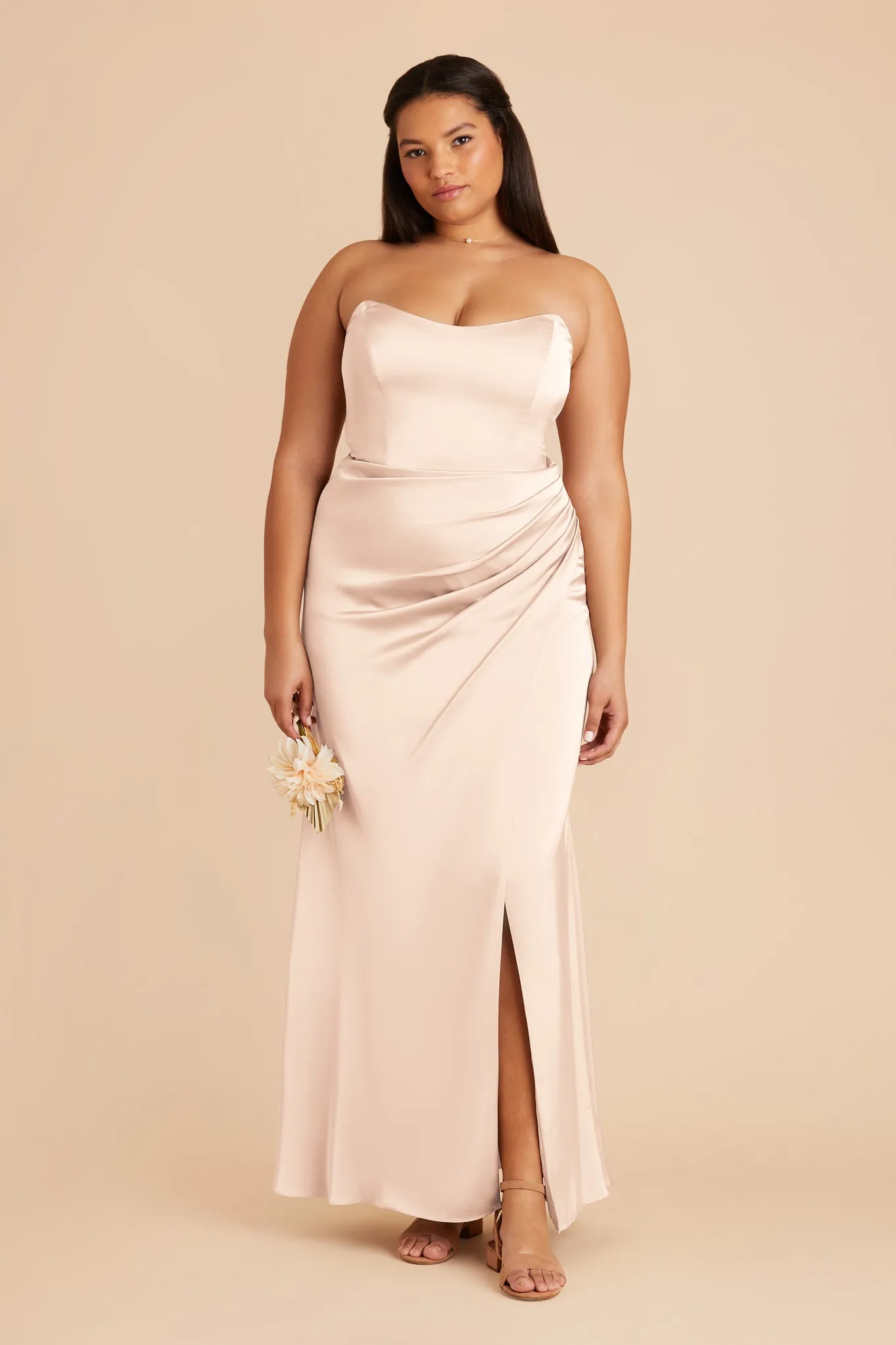 Anne Matte Satin Dress - Champagne sold by Birdy Grey